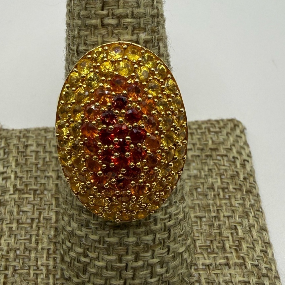 Gems En Vogue Citrine & Garnet Ombré Ring 925 Vermeil Size 7.5